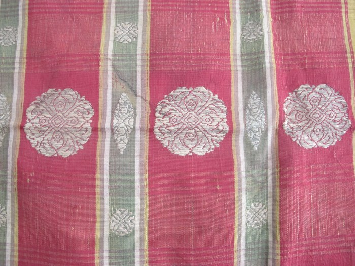 Rare Russian Silver Brocaded Silk Ikat Kavanat