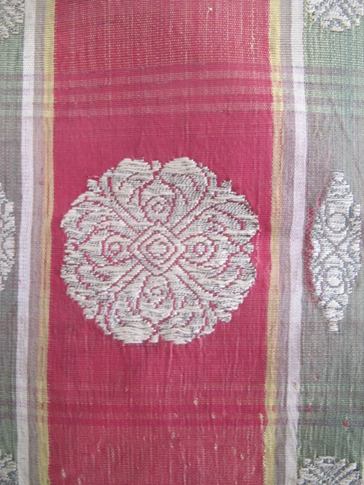 Rare Russian Silver Brocaded Silk Ikat Kavanat