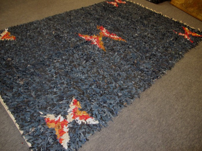 Vintage Leather Rag Rug 