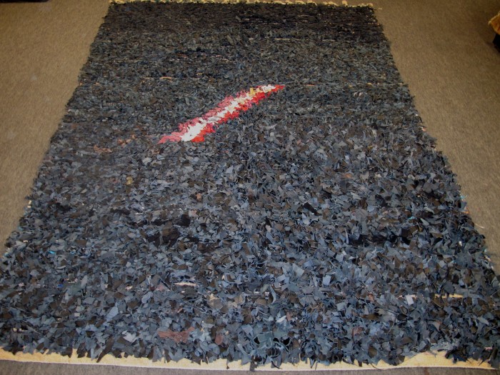 Vintage Leather Rag Rug 