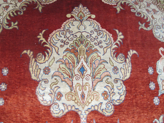 Fine Silk Kayseri Carpet with Gold Thread