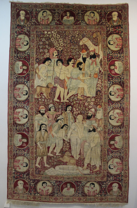 Fine Pictorial Kirman Laver Rug