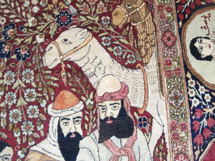 Fine Pictorial Kirman Laver Rug