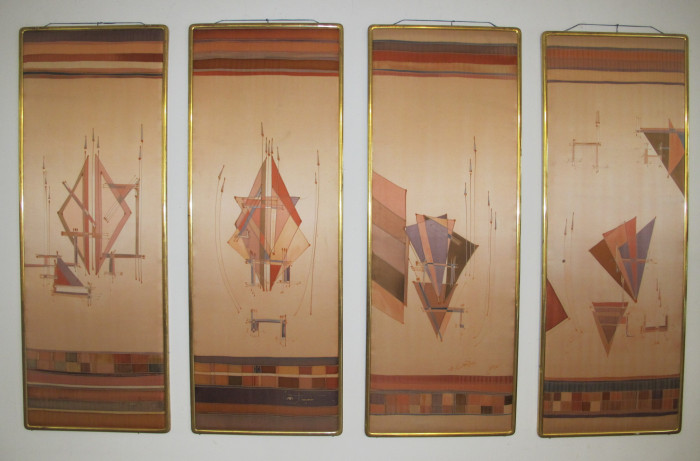 A Set of Hand Painted Silk Panels